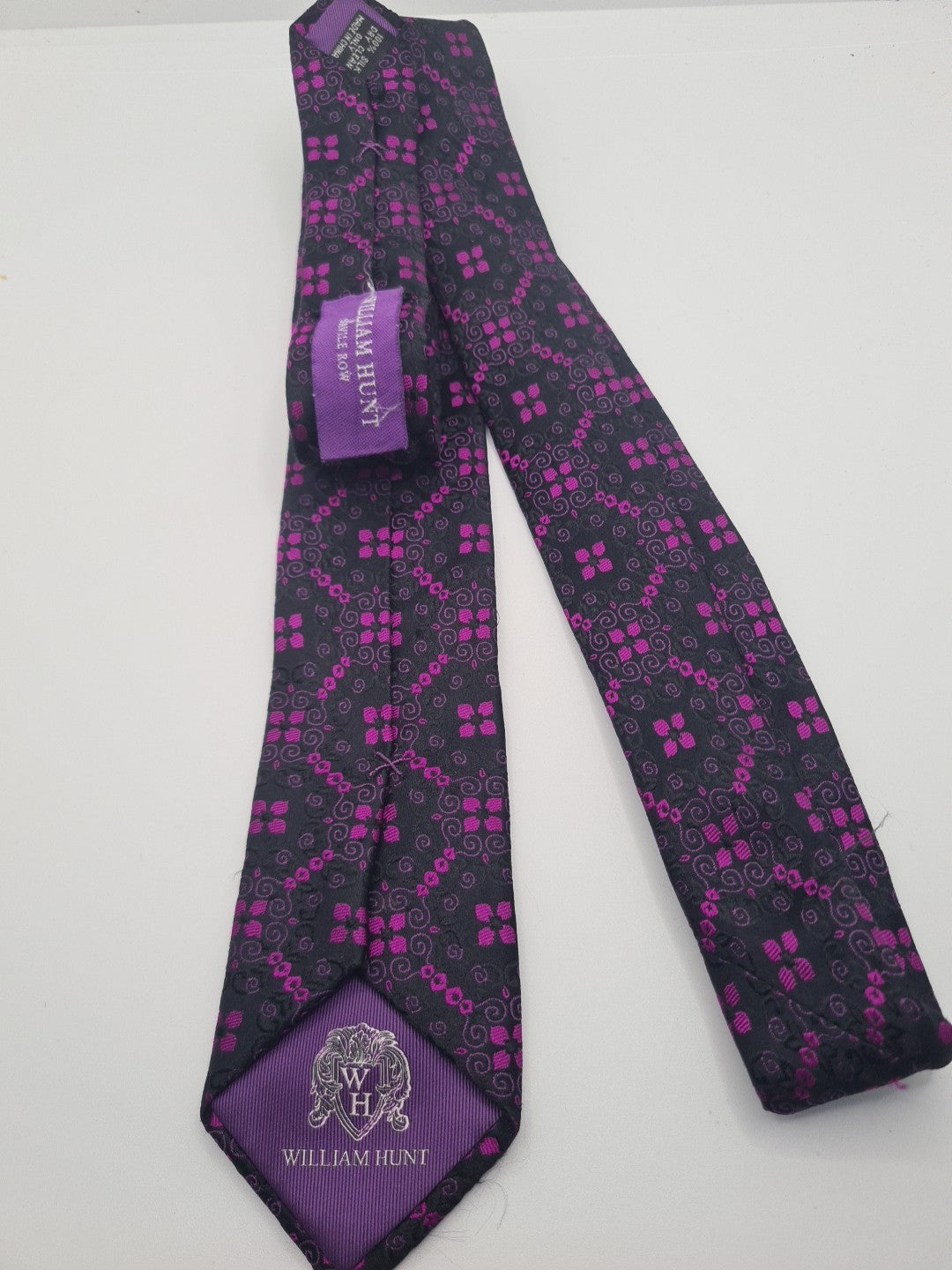 William Hunt Purple Pattern Mens Silk Tie Classic Designer Necktie Formal Vintage Mens Tie UK BX6