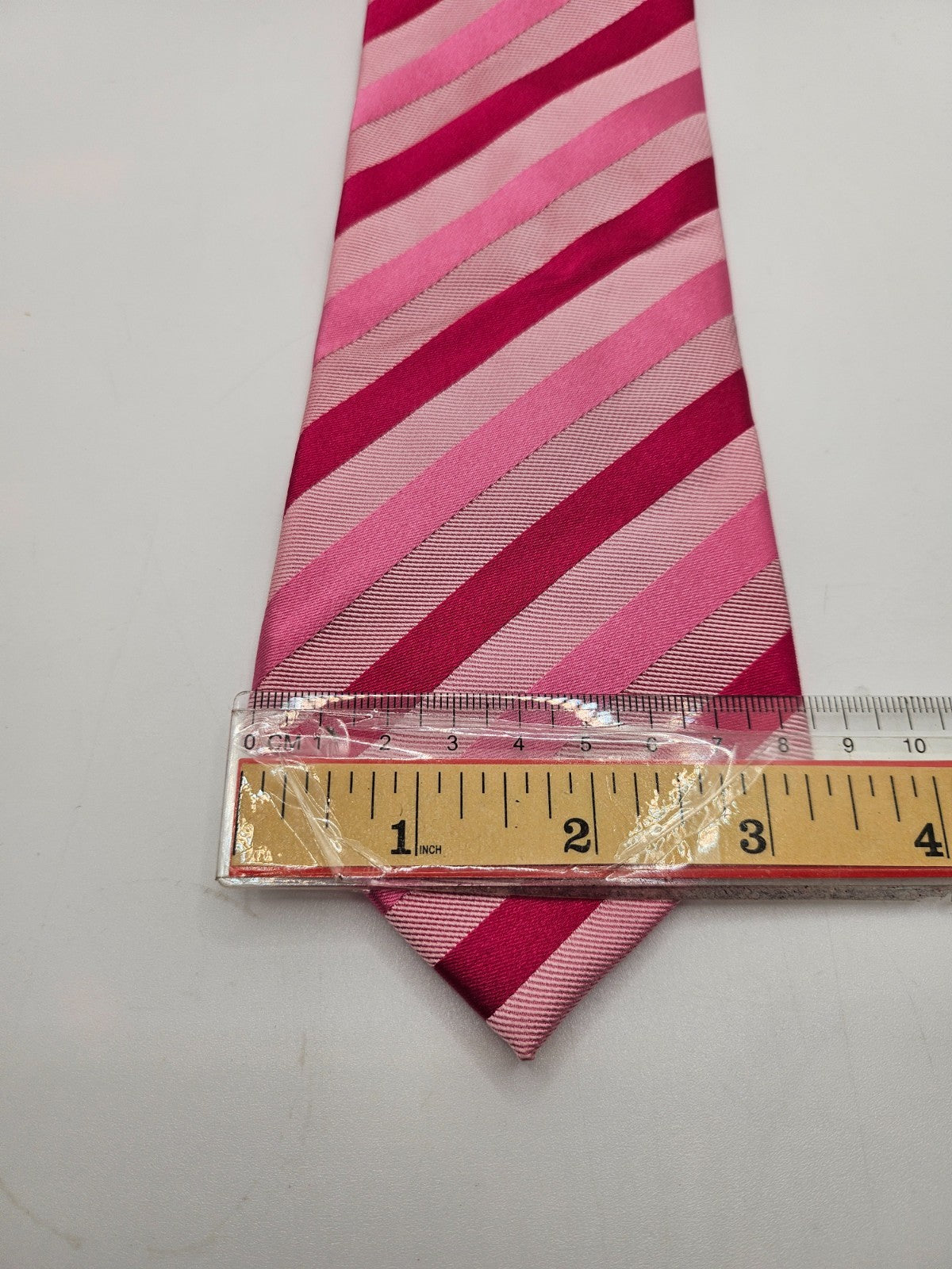 T.M.Lewin Silk Tie Mens Pink Red Striped Business Vintage Wedding Neck Tie BX21