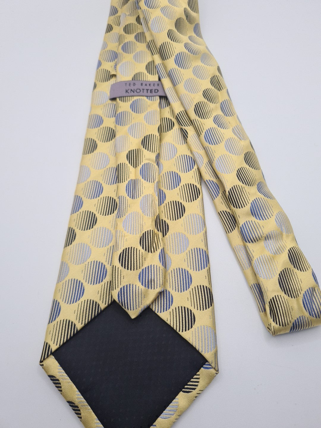 Ted Baker Yellow Circle Mens Silk Tie Classic Designer Necktie Formal Vintage Mens Tie UK BX5