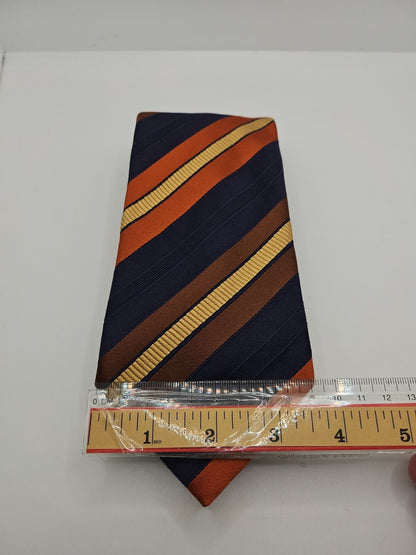 Eton Blue Orange Stripe Mens Silk Tie Wedding Formal Neck Tie BX17