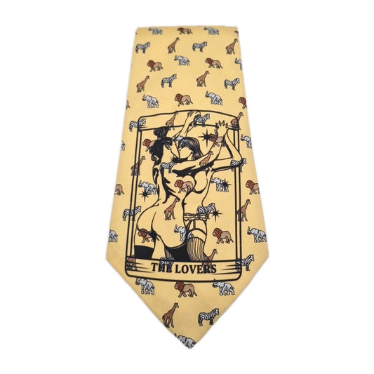 Yellow Tarot Animal Tie | Reworked Vintage Mens Tie UK | Statement Novelty Vintage Mens Tie UK BX13
