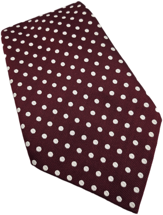 Designer Polyester Tie Mens Burgundy White Polka Dot Vintage Retro Neck Tie BX12