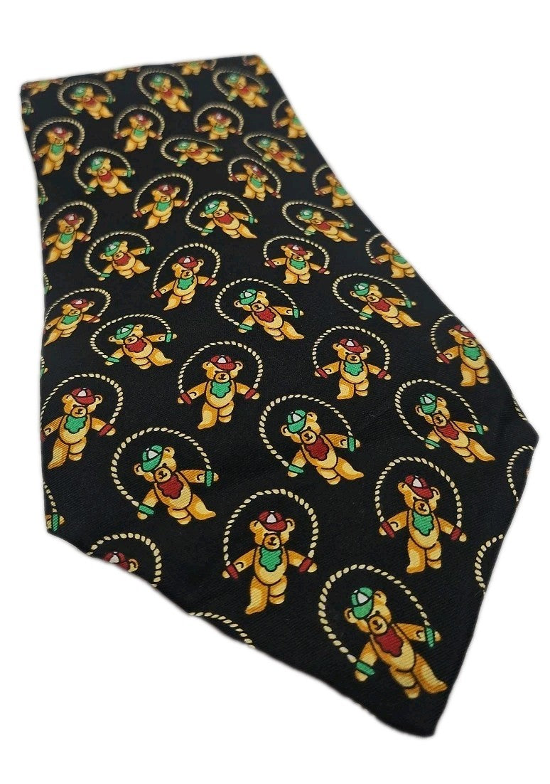 Vintage Van Buck Teddy Bear Print Mens Silk Tie Wedding Formal Neck Tie BX15