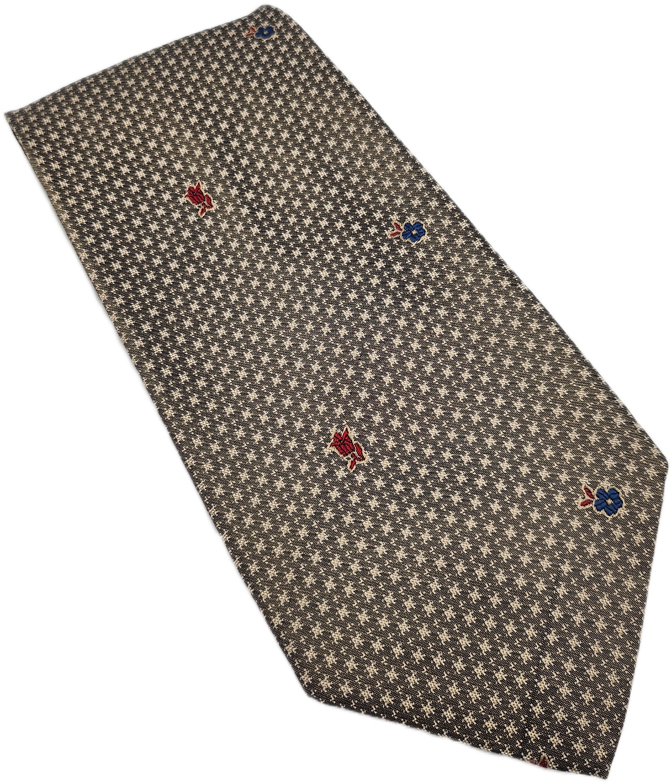 Trussardi Brown Geometric Floral Silk Tie