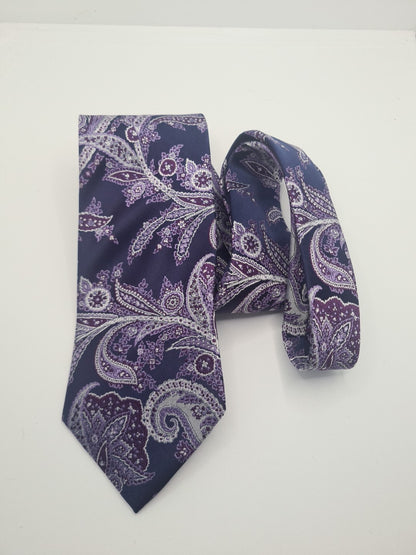 Hawes & Curtis Purple Paisley Mens Silk Tie Classic Designer Necktie Formal Paisley Vintage Mens Tie UK BX6