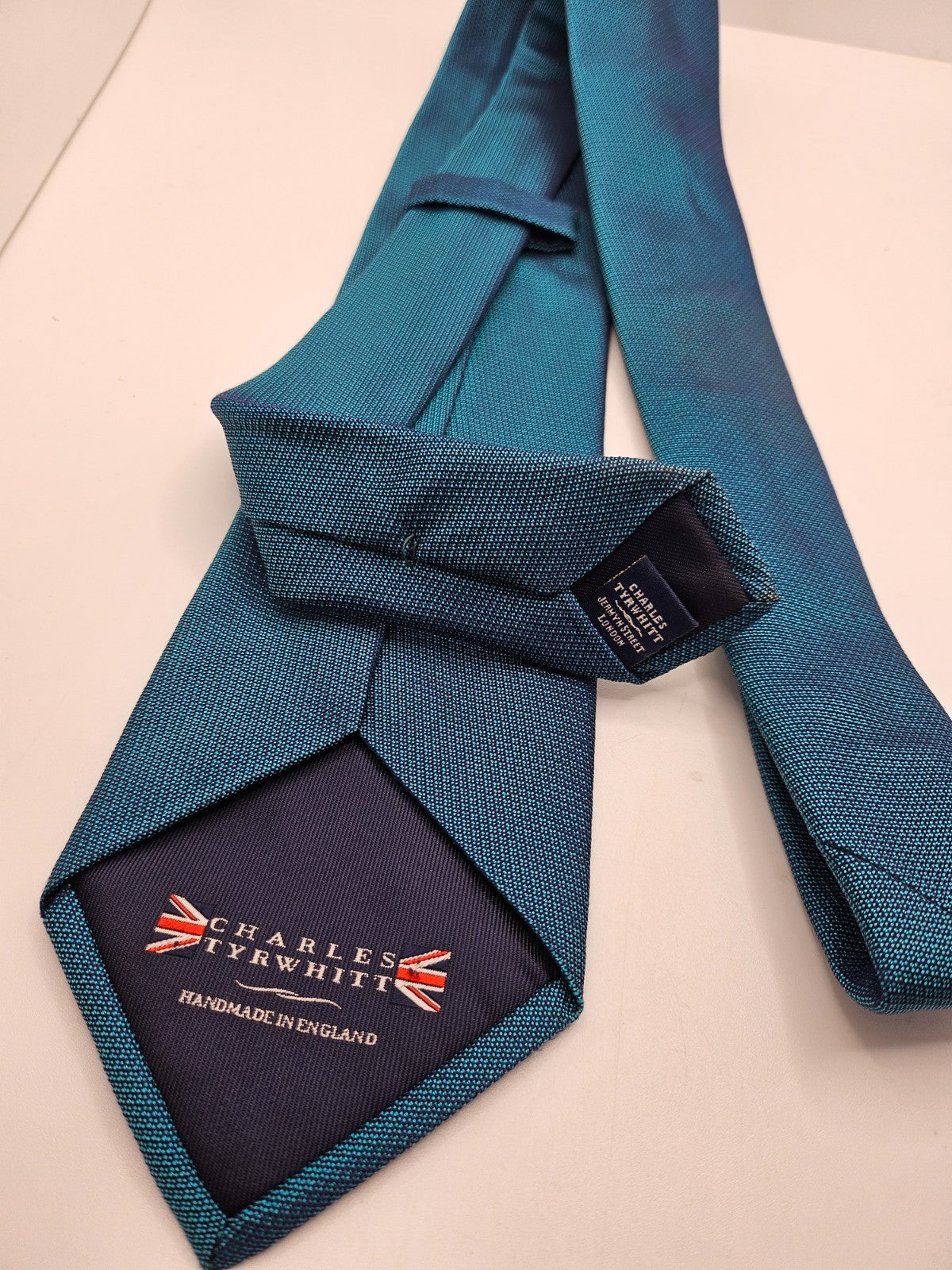 Charles Tyrwhitt Silk Tie Mens Teal Textured Designer Retro Wedding Necktie BX21
