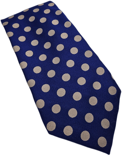 Charles Tyrwhitt Silk Tie Mens Blue Champagne Polka Dot Vtg Wedding Necktie BX23