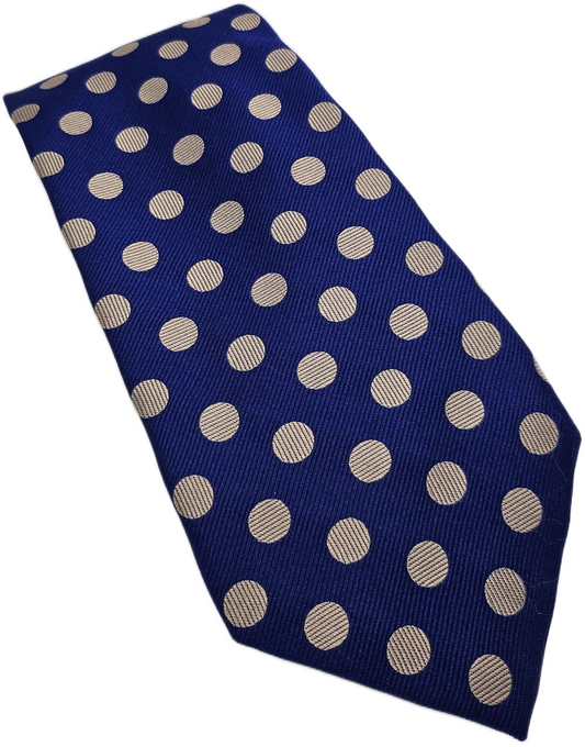 Charles Tyrwhitt Silk Tie Mens Blue Champagne Polka Dot Vtg Wedding Necktie BX23