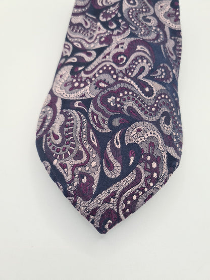 Vintage Liberty Purple Jacquard pattern Silk Tie | Designer Mens Tie UK  BX10