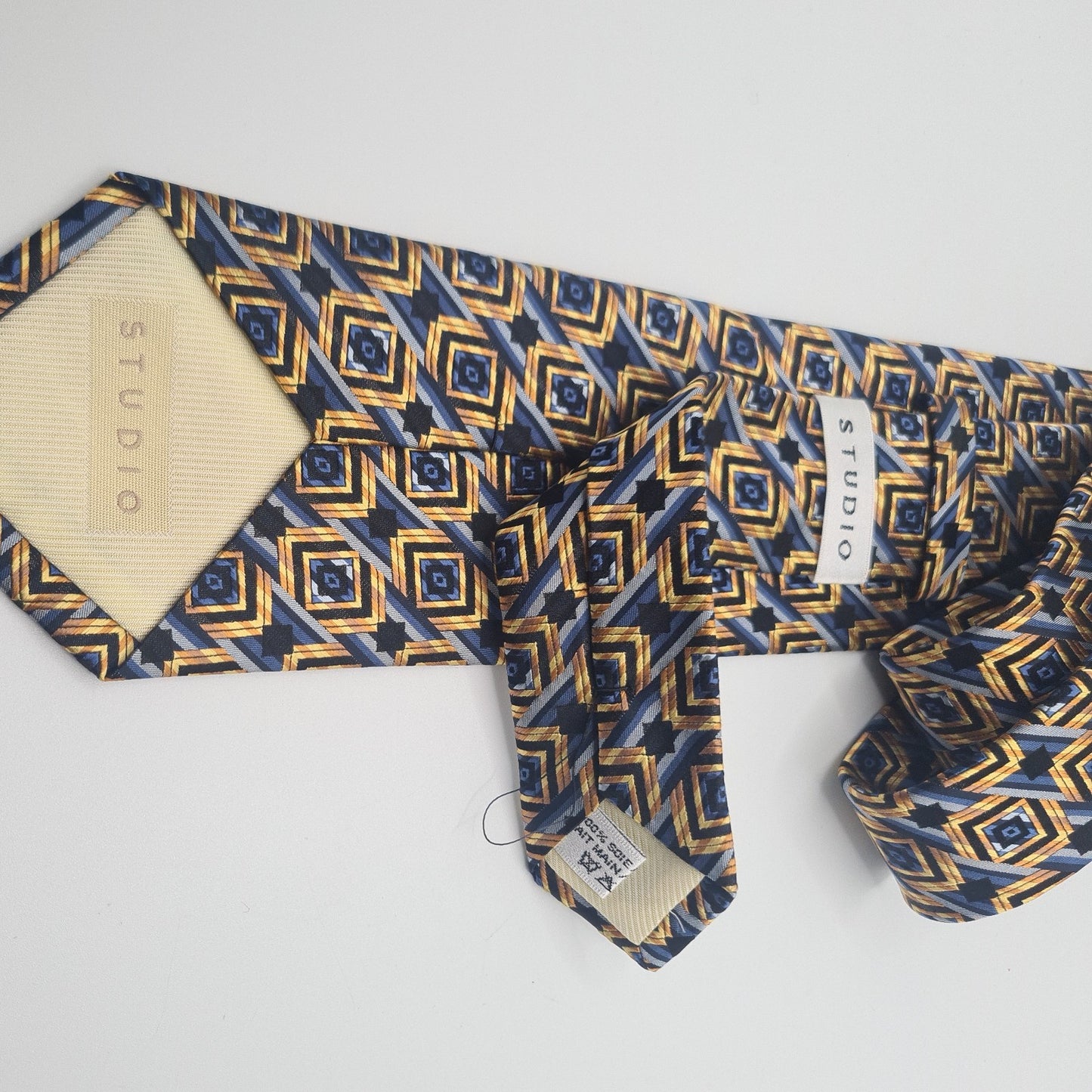 Vintage Geometric Mens Silk Tie Classic Designer Necktie Formal Business Geometric Vintage Mens Tie UK BX8