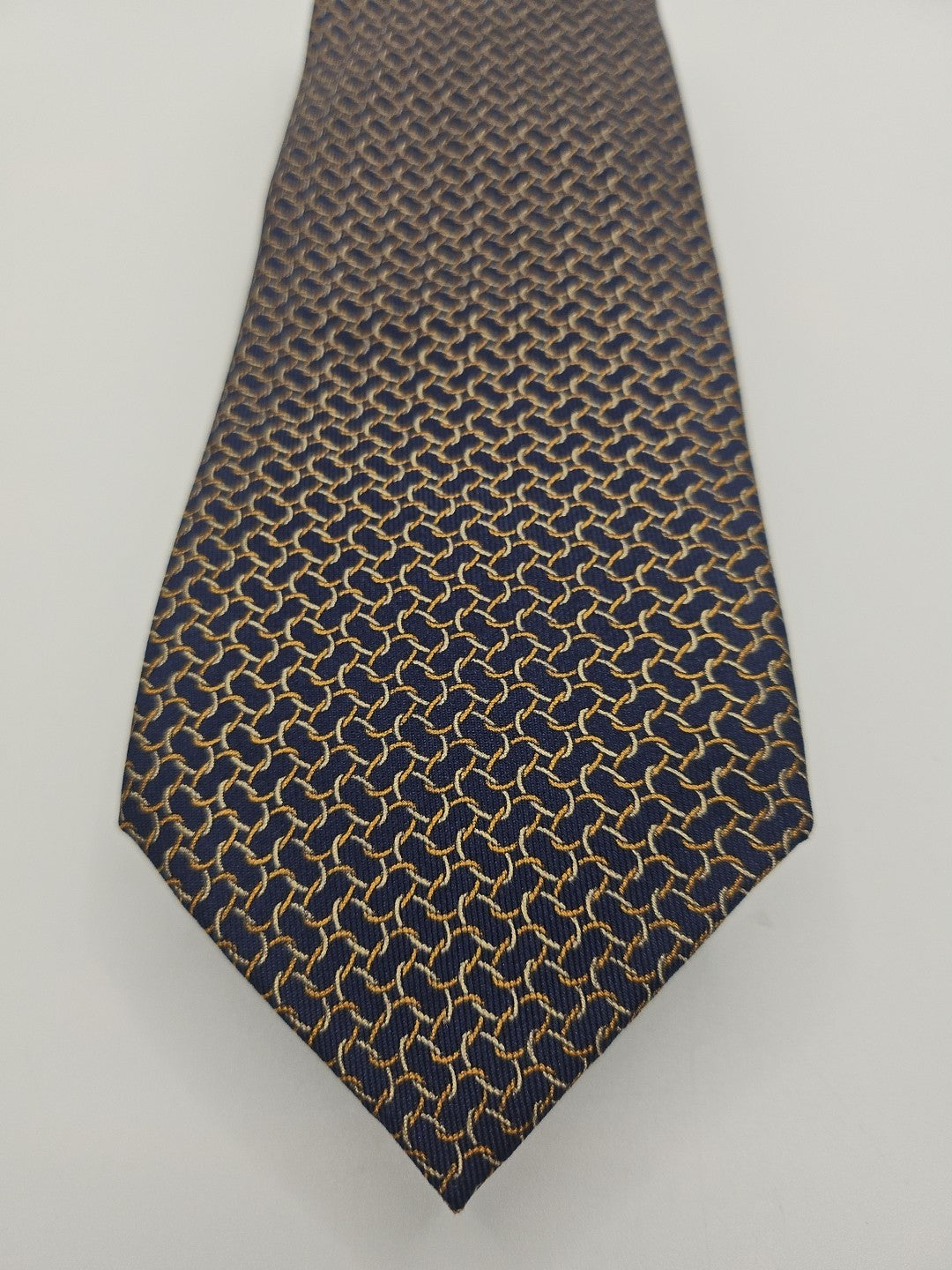 Fumogalli Blue Chain Pattern Mens Silk Tie Wedding Formal Neck Tie BX16