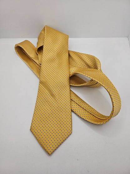 Moss Esq Silk Tie Mens Yellow Blue Repeating Geometric Square Retro Neck Tie BX1