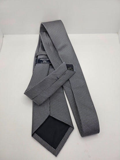 Hawes & Curtis Navy Blue White Micro Check Silk Tie