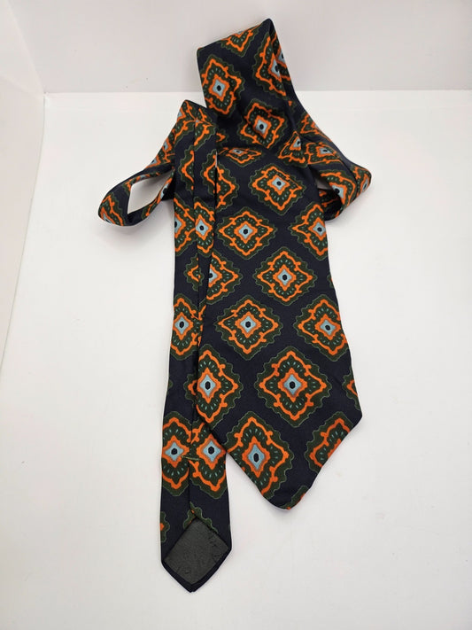 Christian Dior Blue Geometric Silk Tie