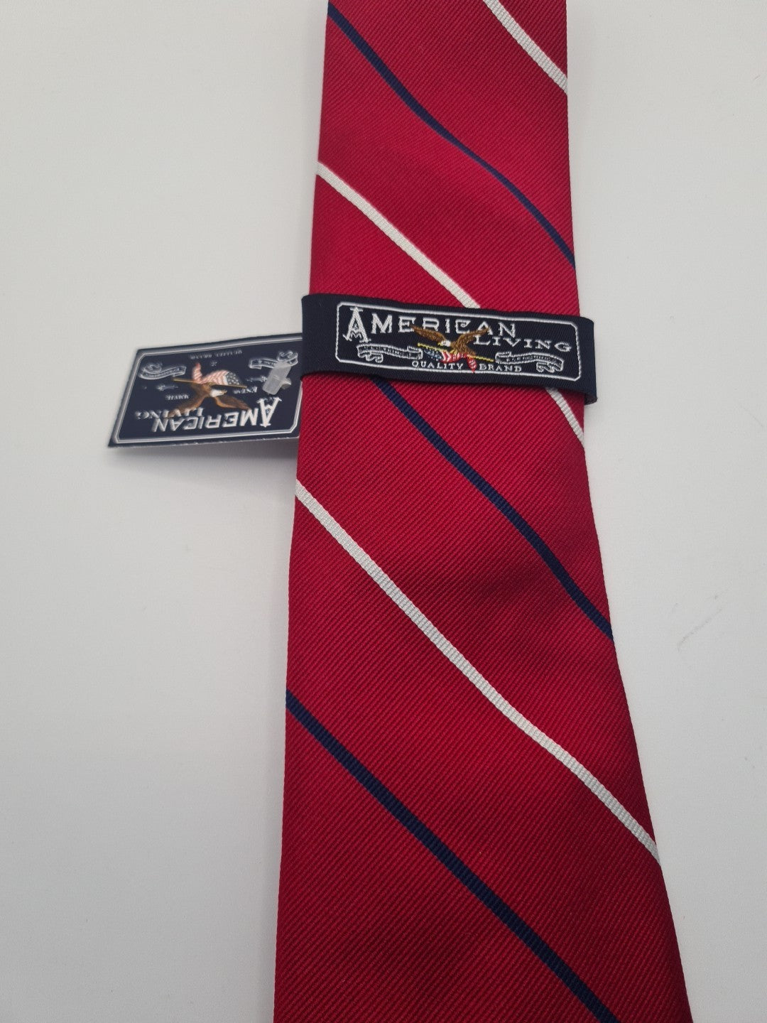 American Eagle Red NWT Stripe Mens Silk Tie Classic Designer Necktie Striped Vintage Mens Tie UK BX7