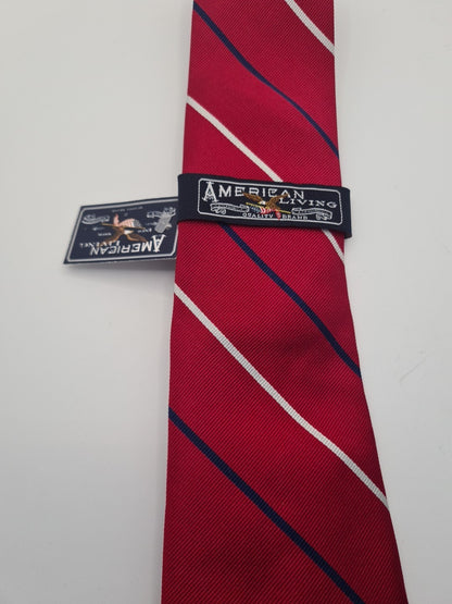 American Eagle Red NWT Stripe Mens Silk Tie Classic Designer Necktie Striped Vintage Mens Tie UK BX7