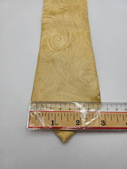 Moss 1851 Silk Tie Mens Gold Paisley Jacquard Business Vintage Retro Necktie BX1