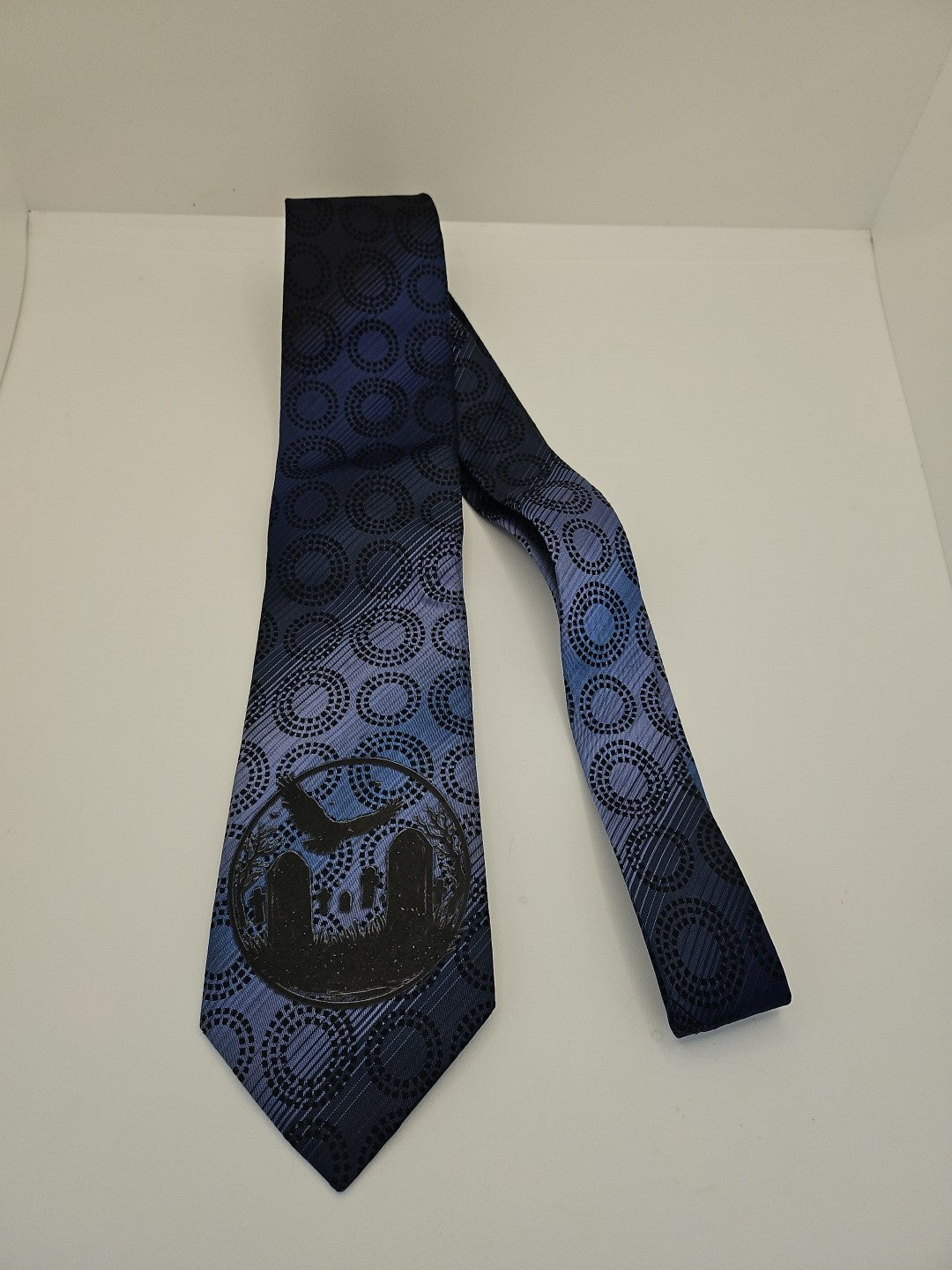 Crow gothic Tie | Reworked Vintage Mens Tie UK | Statement Novelty BX13