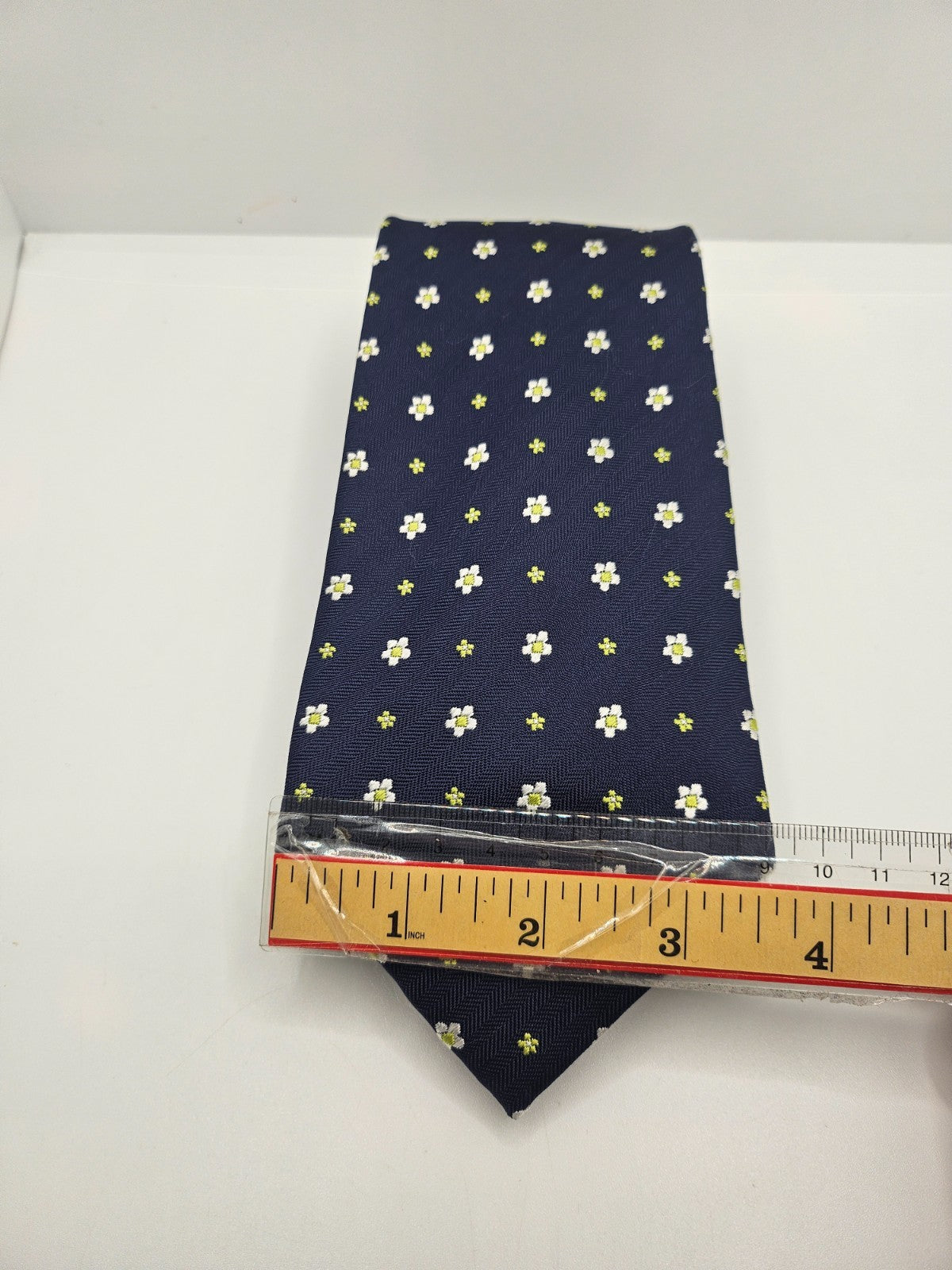 Hawes & Curtis Silk Tie Mens Navy Blue Floral Textured Vtg Retro Neck Tie BX24