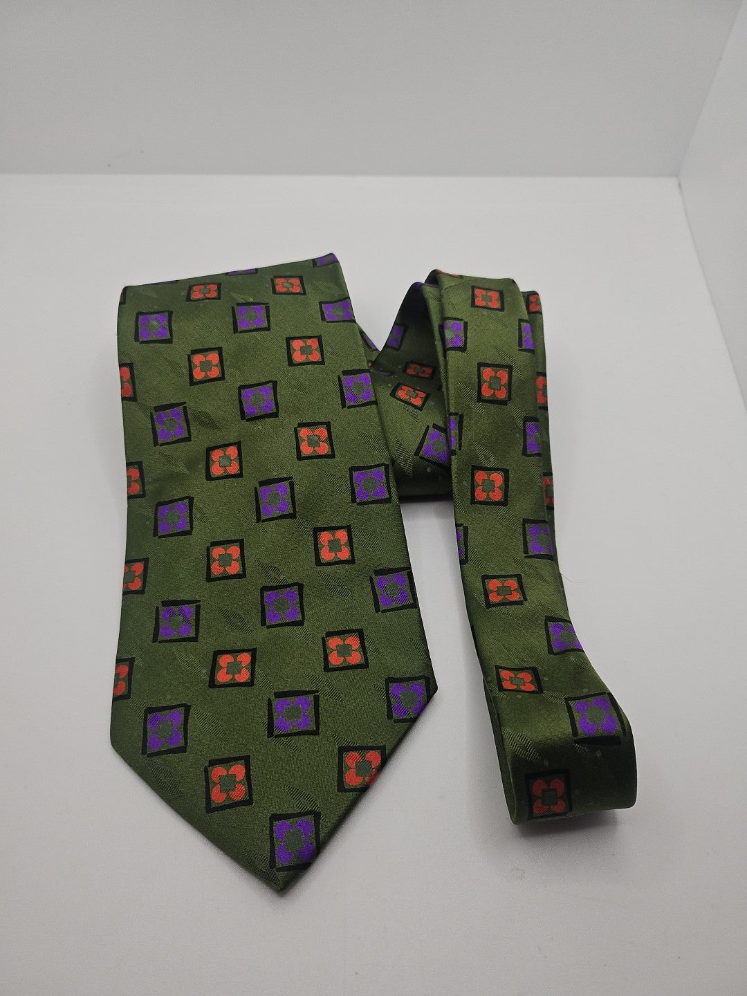 Hugo Boss Retro Green Geometric Mens Silk Tie Wedding Formal Neck Tie BX15