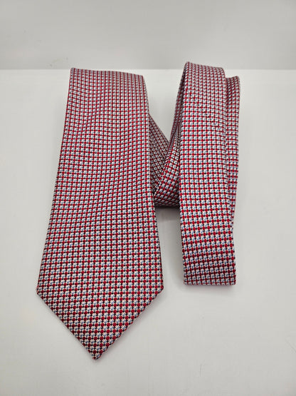 Hawes & Curtis Silk Tie Mens Red Blue White Micro Geometric Wedding Neck Tie BX1