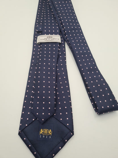 Hawes & Curtis Pink Spotty Mens Silk Tie Classic Designer Necktie Formal Spotted Vintage Mens Tie UK BX5