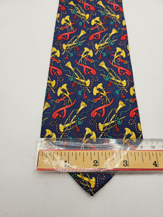 T.M. Lewin & Sons Navy Horn Equestrian Trumpet Silk Tie