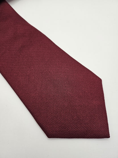 T.M.Lewin Mens Silk Tie Burgundy Plain Vtg Retro Wedding Neck Tie