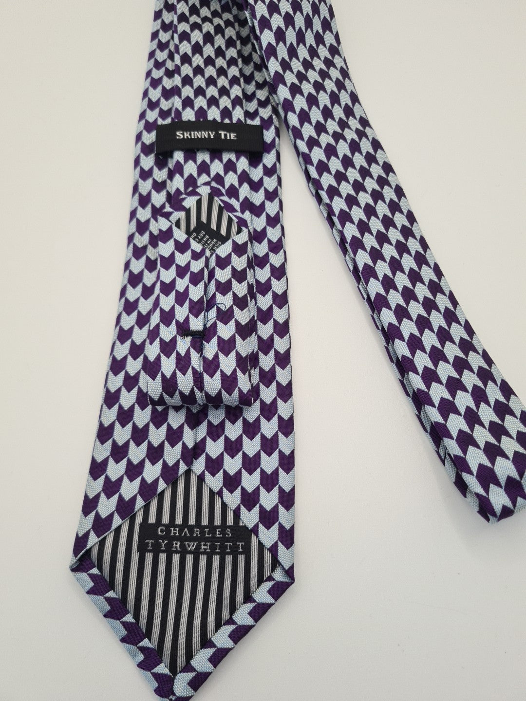 Charles Tyrwhitt Skinny Purple Mens Silk Tie Classic Designer Necktie Vintage Mens Tie UK BX13