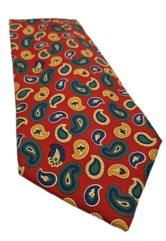 Gieves & Hawkes Red Paisley pattern Mens Silk Tie Wedding Formal Neck Tie BX17