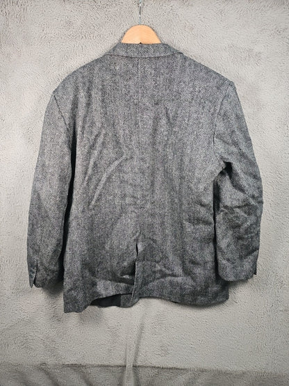 Men’s Harris Tweed Jacket 46R Chest Grey Herringbone Pattern TB3