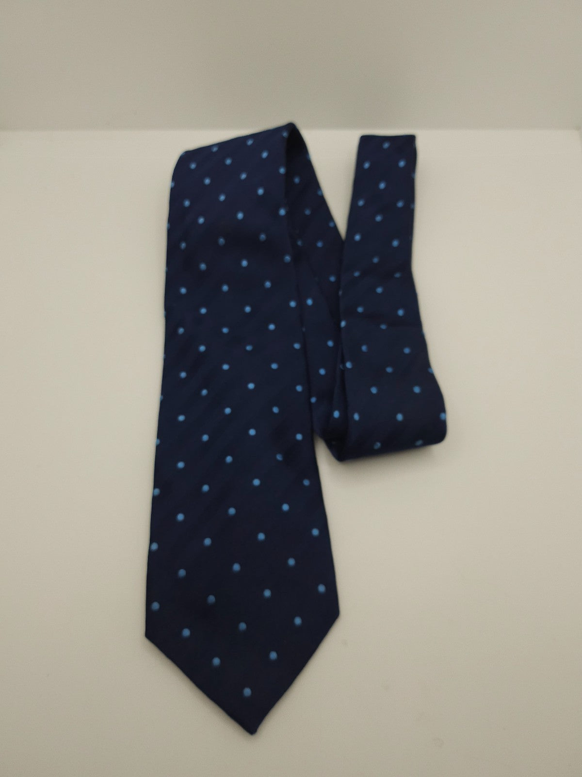 Charles Tyrwhitt Silk Tie Mens Navy Light Blue Polka Dots Classic Neck Tie BX11