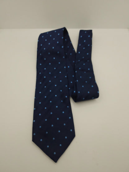 Charles Tyrwhitt Silk Tie Mens Navy Light Blue Polka Dots Classic Neck Tie BX11