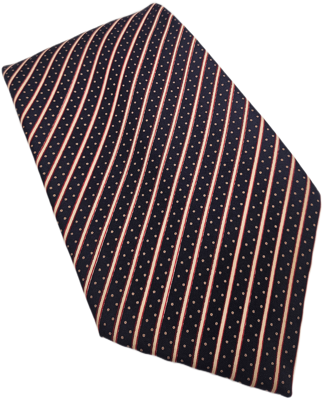 Aquascutum Navy Stripes Dots Silk Tie