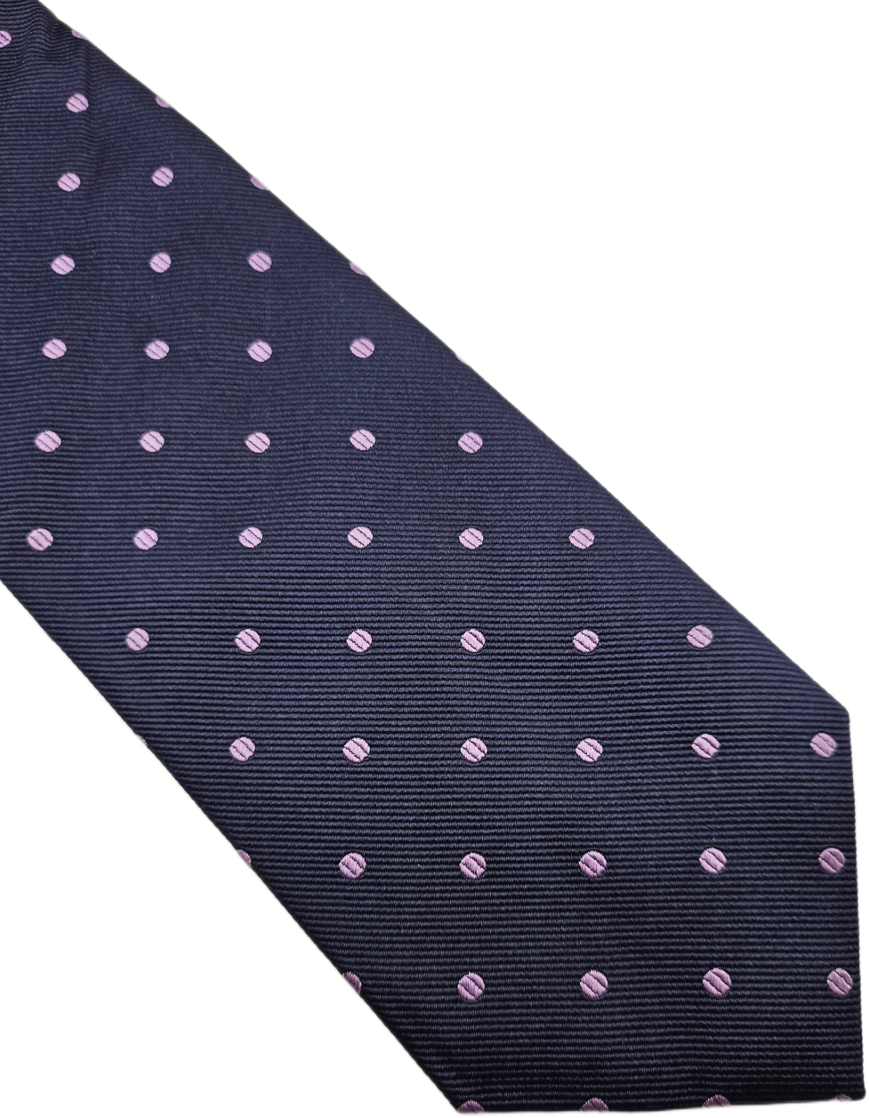 T.M. Lewin Silk Tie Mens Navy Blue Purple Woven Polka Dot Vintage Neck Tie BX20
