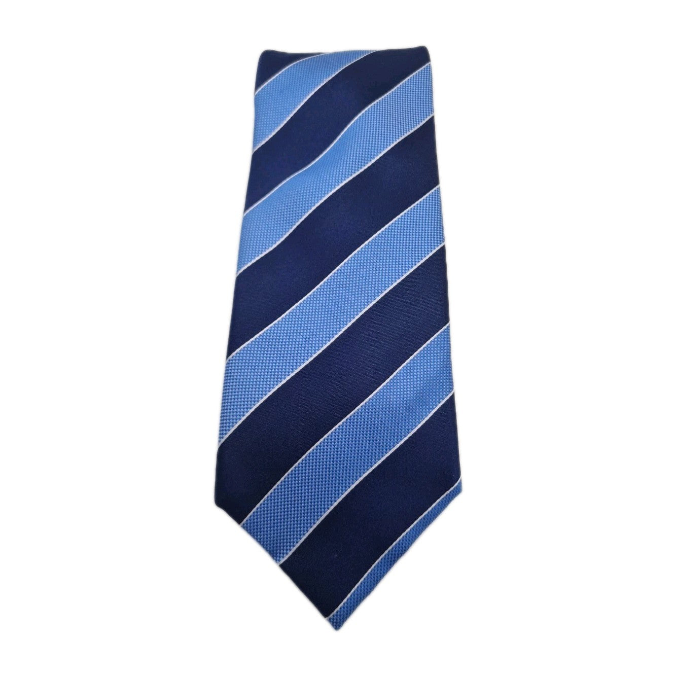 M & S Blue Stripe Pattern Mens Silk Tie Classic Designer Necktie Striped Vintage Mens Tie UK BX11