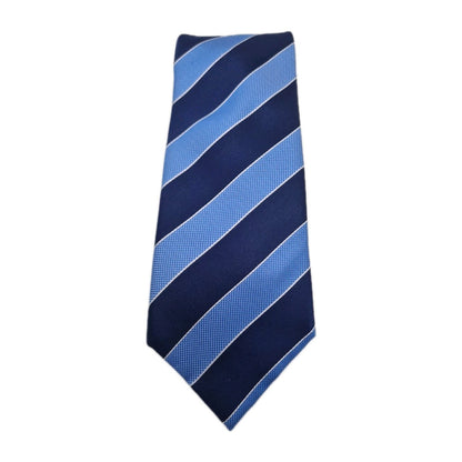 M & S Blue Stripe Pattern Mens Silk Tie Classic Designer Necktie Striped Vintage Mens Tie UK BX11