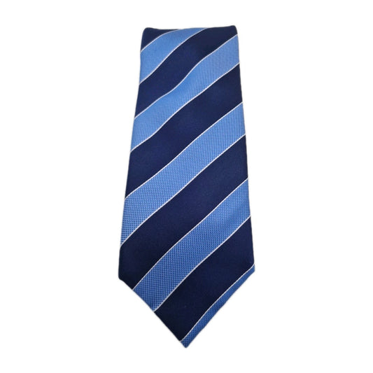 M & S Blue Stripe Pattern Mens Silk Tie Classic Designer Necktie Striped Vintage Mens Tie UK BX11