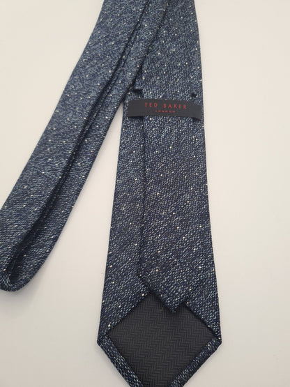 Ted Baker Blue Fabric Mens Silk Tie Classic Designer Necktie Formal Vintage Mens Tie UK BX8
