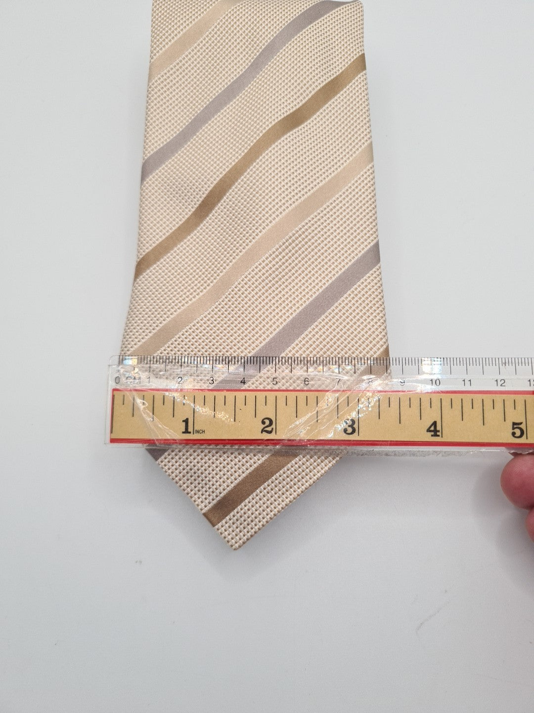 Pockets Beige Stripe Mens Silk Tie Classic Designer Necktie Striped Vintage Mens Tie UK BX13