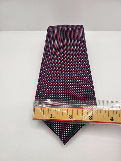 Hawes & Curtis Navy Red Micro Geometric Weave Silk Tie