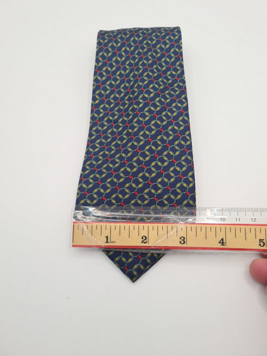 Lavin Paris Chain Pattern Blue Mens Silk Tie Classic Designer Necktie Vintage Mens Tie UK BX11