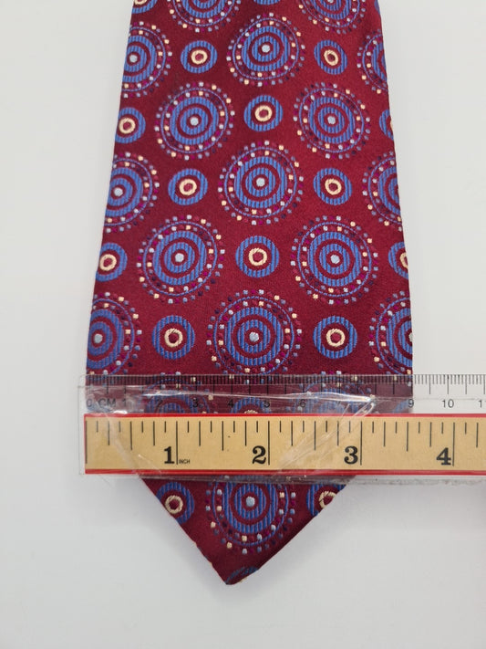 Charles Tyrwhitt Maroon Circle Retro Mens Silk Tie Classic Designer Necktie Vintage Mens Tie UK BX13
