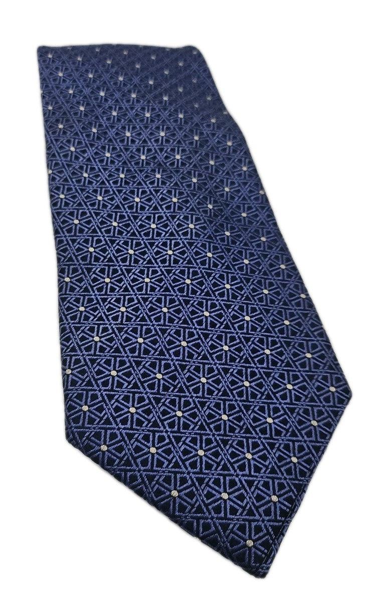 Charles Tyrwhitt Blue Geometric Mens Silk Tie Wedding Formal Neck Tie BX15