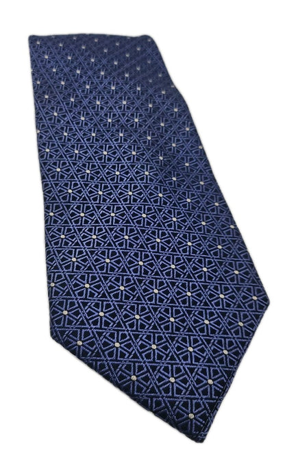 Charles Tyrwhitt Blue Geometric Mens Silk Tie Wedding Formal Neck Tie BX15
