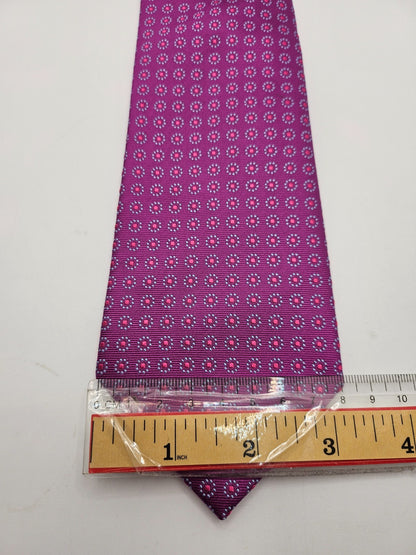Austin Reed Silk Tie Mens Pink Woven Geometric Medallion Vintage Neck Tie BX21