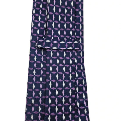 TM Lewin Men's Deep Purple Diamond Contrast Woven Silk Tie