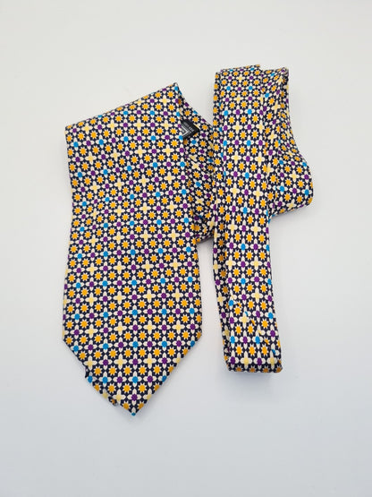 Pierre Balmain Paris Star Retro Pattern Silk Tie | Designer Mens Tie UK Vintage Mens Tie UK BX13