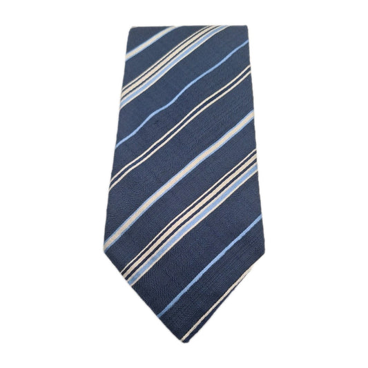 Hugo Boss Blue Stripe Mens Silk Tie Classic Designer Necktie Formal Striped Vintage Mens Tie UK BX8