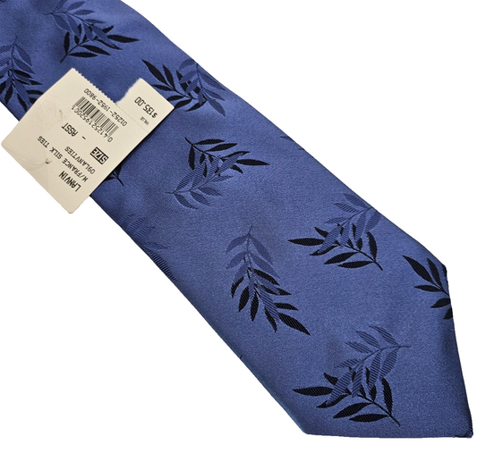 Lavin Blue Flower Leaf Silk Tie